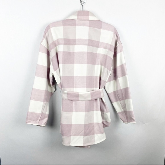 A New Day Women’s Belted Shirt Jacket Shacket Pink Check Plaid Size Large - Picture 3 of 9